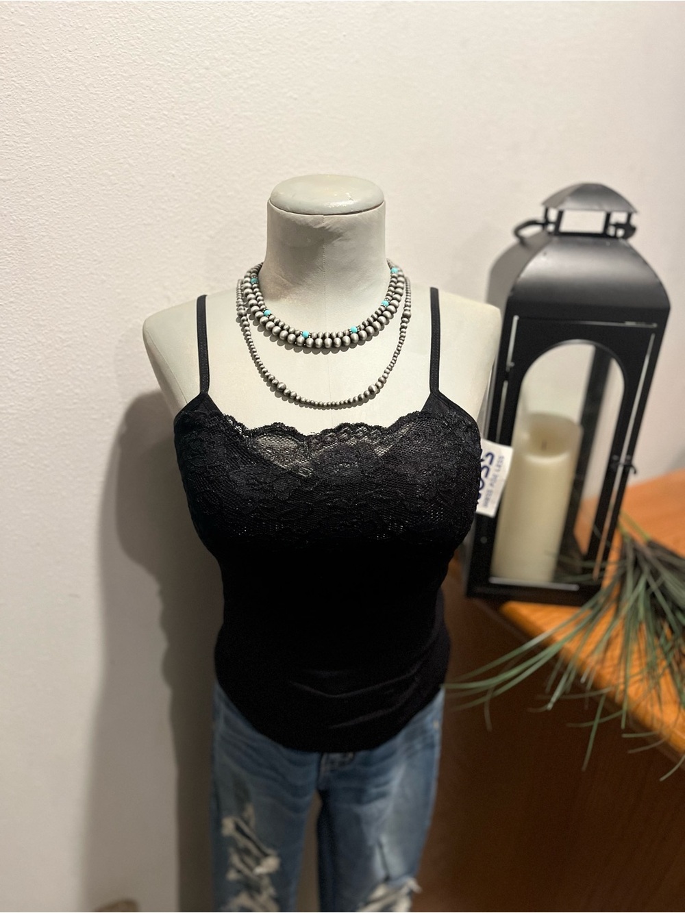 New Kathy Black lace camisole